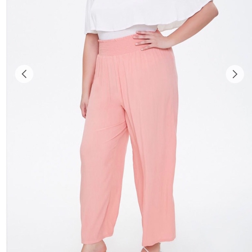 Pink Wide-Leg High-Waisted Pants